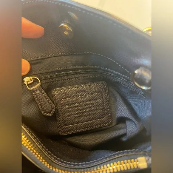 Coach Blue and Gold Leather Satchel Crossbody, with Structured Design EUC - Picture 14 of 14